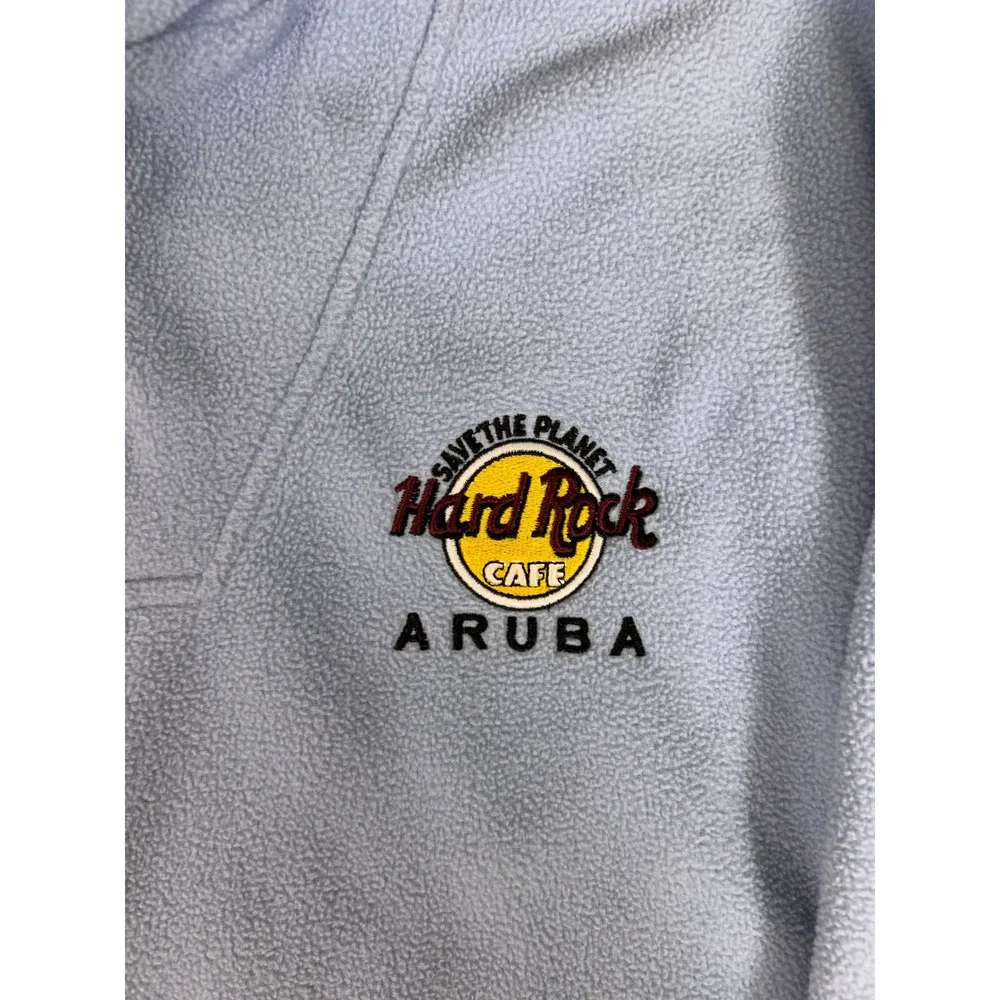 Vintage‎ Hard Rock Cafe Aruba Pullover Fleece Sweatshirt Quarter Zip Blue Size L
